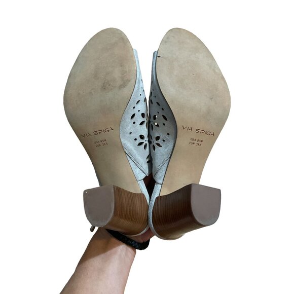 Via Spiga Lether Suede Sandal Block Heel Size 9.5 - Picture 6 of 7